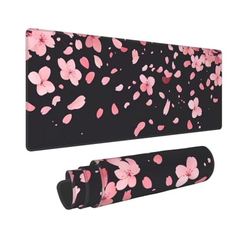 Großes Mauspad XXL Gaming Mousepad Wasserdicht rutschfeste Gummibasis 800x300mm Rosa Blume Verbessert Präzision Geschwindigkei Langlebig Erweiterter Schreibtisch Schutz Mausmatte für PC, Büro L138 von Wweio