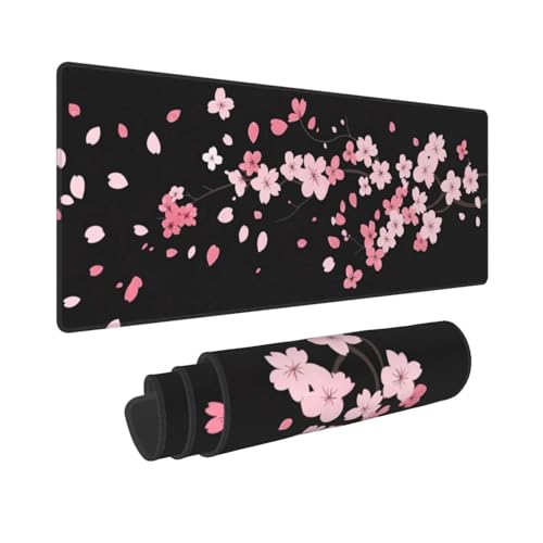 Großes Mauspad XXL Gaming Mousepad Wasserdicht rutschfeste Gummibasis 800x300mm Rosa Blume Verbessert Präzision Geschwindigkei Langlebig Erweiterter Schreibtisch Schutz Mausmatte für PC, Büro L116 von Wweio