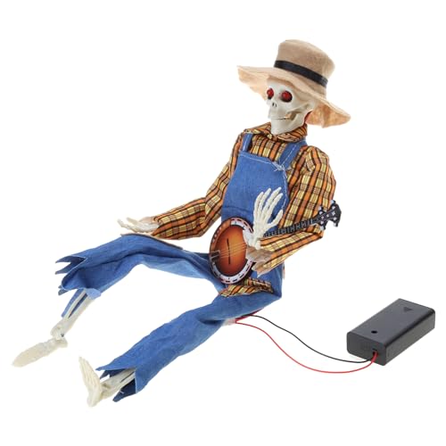 Unheimliche Animierte Banjo Skelett Sammelfigur Lustige Cowboy Schädel Statue Mehrsprachige Banjo Skelett Cowboy Schädel Statue von X-Institute