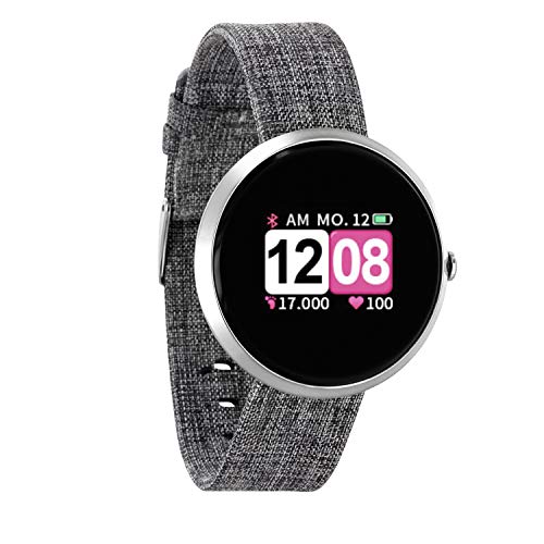 X-WATCH 54048 SIONA Color FIT Farb-TFT Damen Smartwatch, Activity Tracker für Android und Apple iOS Helles Silber von X-WATCH