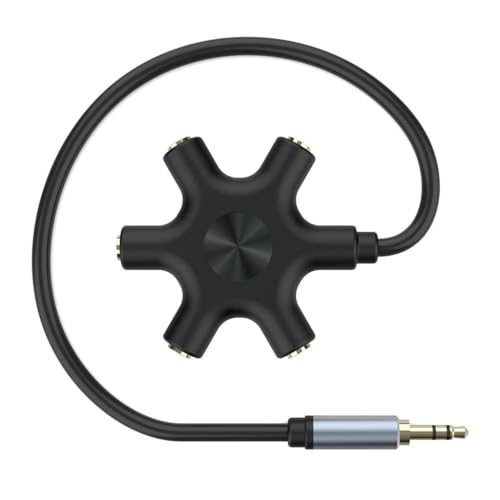 XAGMODSHN Kopfhörer-Splitter, 3,5 mm, Stecker auf Buchse, Kopfhörer-Splitter, 5 Anschlüsse, Headset-Adapter für Smartphones, Laptops, PC von XAGMODSHN