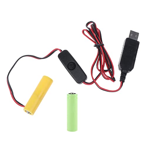 XAGMODSHN LR6 AA-Batteriekabel, 1 m, USB-Netzteilkabel, ersetzt 2 Stück 1,5 V AA-Batterien für elektrische Spielzeug-Taschenlampen-Uhr von XAGMODSHN