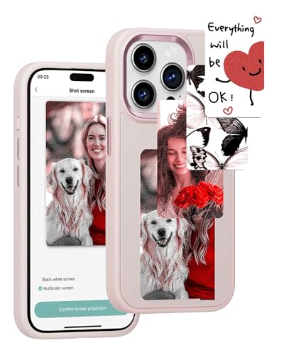XCOOL InkPlay E-Ink Screen Phone Case, DIY Wireless NFC Photo Display Smart Phone Case, Custom Phone Protective Case, Anti-Drop Water-Resistant Ink Phone Case Compatible with iPhone 15 Pro Max, Pink von XCOOL