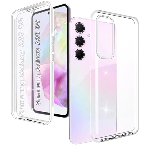 XCYYOO Hülle für Samsung Galaxy A35 Transparent 360 Grad Komplettschutz Samsung Galaxy A35 Handyhülle mit Integriertem Displayschutz Schadensichere Ultradünn Silikon Schutzhülle von XCYYOO