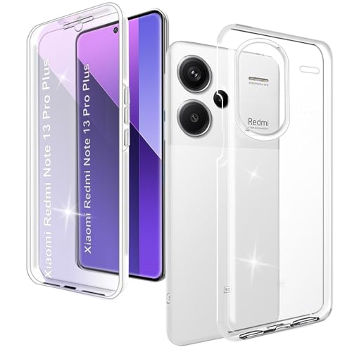 XCYYOO Hülle für Xiaomi Redmi Note 13 Pro Plus Transparent 360 Grad Komplettschutz Redmi Note 13 Pro Plus Handyhülle mit Integriertem Displayschutz Schadensichere Ultradünn Silikon Schutzhülle von XCYYOO