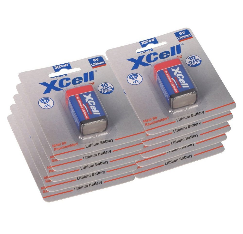 XCell 10x XCell Lithium 9V Block 1200 mAh 6AM6 im 1er Blister Batterie von XCell