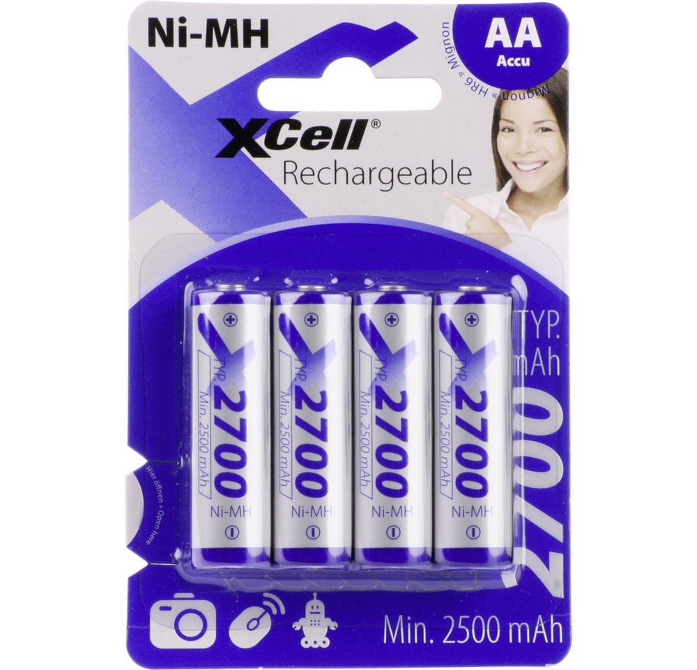 XCell XCell X2700AA B4 Mignon (AA)-Akku NiMH 2700 mAh 1.2 V 4 St. Batterie, (1.2 V) von XCell