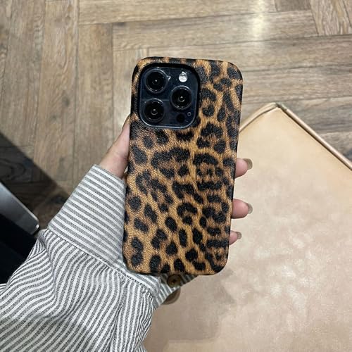 XCuihulle Handyhülle iPhone 14 Pro Hülle mit Leopard Leopardenmuster Schutzhülle Mädchen Schlanke Case Silikon Cover Ultra Dünn Stoßfest Kameraschutz Case-Tiefbraun von XCuihulle