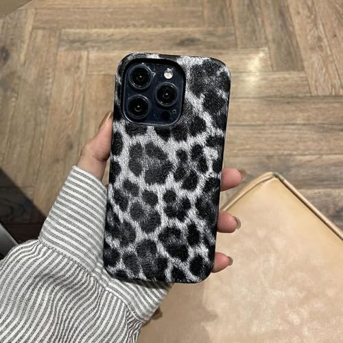 XCuihulle Handyhülle iPhone 15 Hülle mit Leopard Leopardenmuster Schutzhülle Mädchen Schlanke Case Silikon Cover Ultra Dünn Stoßfest Kameraschutz Case-Schwarz Silber von XCuihulle