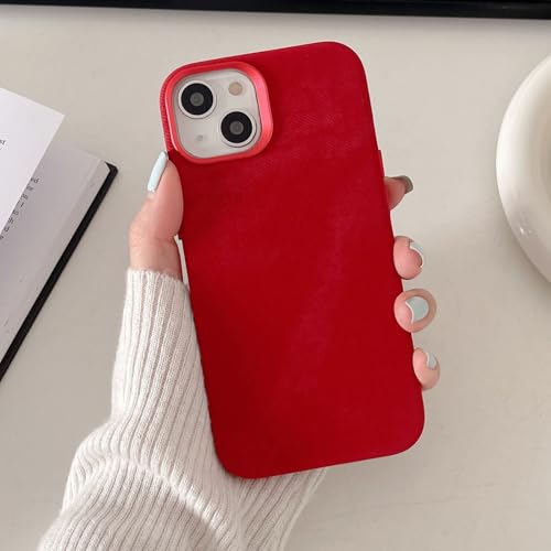 XCuihulle Hülle für iPhone 14 Wildlederhülle Magnetische Handyhülle iPhone 14 Case Silikon Fiber Tuch Hülle mit Kameraschutz Soft-Touch Kratzfest rutschfest Slim Schutzhülle-Rot von XCuihulle