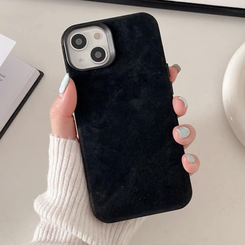 XCuihulle Hülle für iPhone 14 Wildlederhülle Magnetische Handyhülle iPhone 14 Case Silikon Fiber Tuch Hülle mit Kameraschutz Soft-Touch Kratzfest rutschfest Slim Schutzhülle-Schwarz von XCuihulle