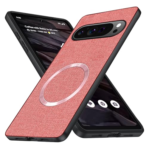 XCuihulle Magnetisch Handyhülle für Google Pixel 9 Pro XL Hülle,Anti-Fingerabdruck Hardcase Google Pixel 9 Pro XL Case Stoff Matte Dünn Militärschutz Schutzhülle Robuste Stoßfeste Cover-Rosa von XCuihulle