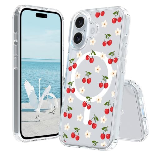 XCuihulle Magnetisch Handyhülle für iPhone 14 Hülle Transparent Niedliche Schleife Schutzhülle Hart PC Rückseite Dünne Stoßfest Magnet Aesthetic Blumen Case Cover-Muster 8 von XCuihulle