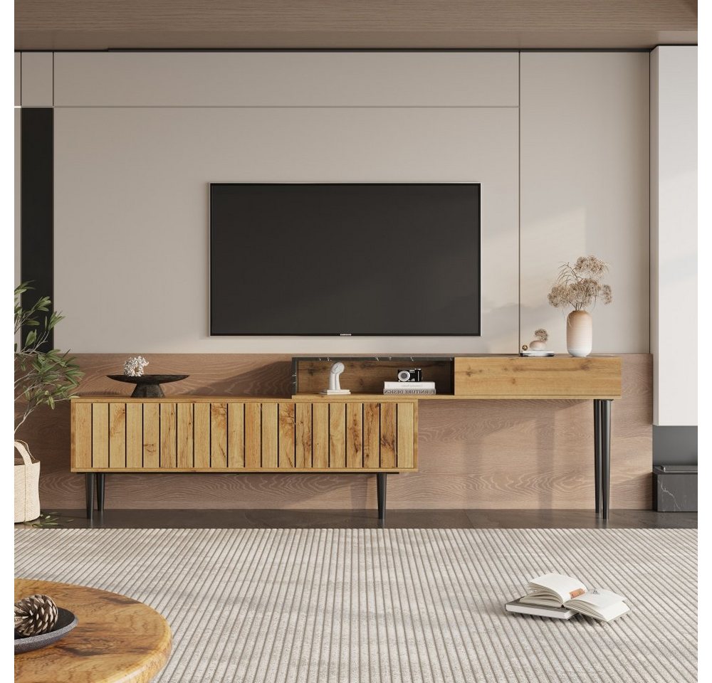 XDeer Moderner TV-Ständer mit Marmor- und Holzmaserungsdesign TV-Ständer, (PVC-Kanten, dunkle Holzfarbe, langlebig) von XDeer