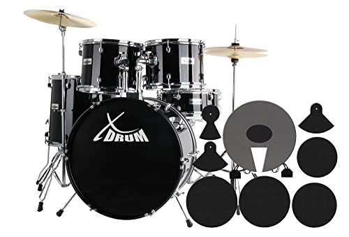 XDrum Semi 20" Studio Schlagzeug Midnight Black - 20" BD, 10" TT, 12" TT, 14" FT, 14" SD - Set inkl. Dämpfer - Schwarz von XDrum