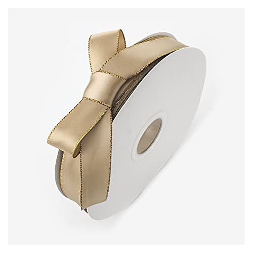 Band, 90 m/Rolle, Satinband mit goldenen Nähten, dekoratives Band for Verpacken von Geschenken, Haarschleifen, Trimmen, Nähen und anderen Bastelprojekten(Champagne Gold,22mm) von XEIJAYI