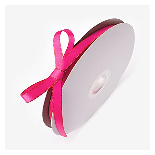 Band, 90 m/Rolle, Satinband mit goldenen Nähten, dekoratives Band for Verpacken von Geschenken, Haarschleifen, Trimmen, Nähen und anderen Bastelprojekten(Rose Red,10mm) von XEIJAYI