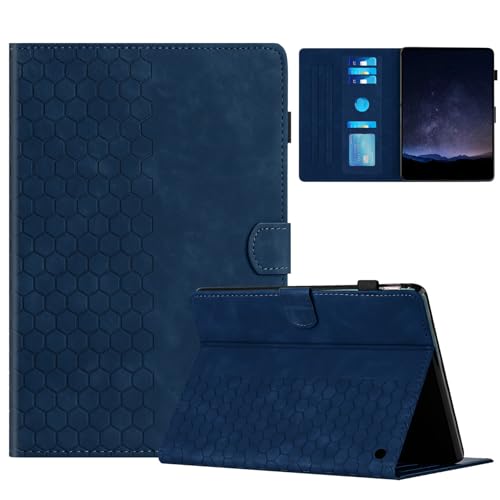 XFDSFDL® Schutzhülle für Amazon Fire 7 (12th Gen 2022 Release) (7,0 Zoll) PU Leder Hülle Flip Cover Weben Stil Brieftasche mit Auto Aufwachen/Schlaf Ständer Ledertasche Blau von XFDSFDL