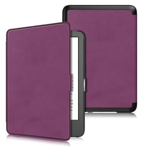 XFDSFDL® Schutzhülle für Amazon Kindle (2024 11th Gen) (6 Zoll) Ultra Dünn PU Leder Hülle Flip Cover Cass Muster mit Auto Aufwachen/Schlaf Ledertasche, Lila von XFDSFDL