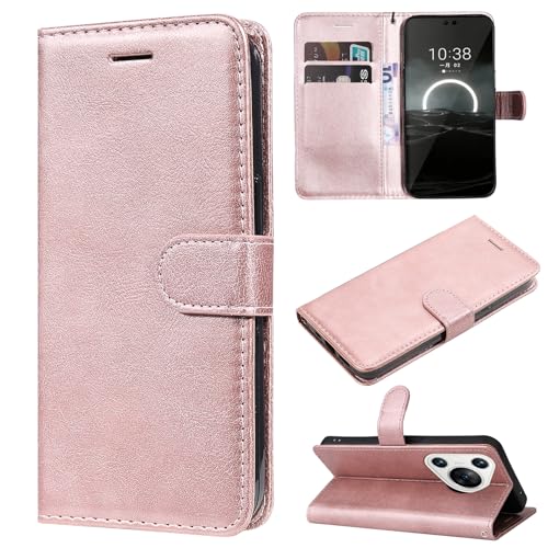 XFDSFDL® Schutzhülle für Huawei Pura 70 ADY-LX9/ADY-AL00 (6,6 Zoll) PU Lederhülle mit Flip Cover Ständer Magnetverschluss Brieftasche Handytasche Roségold von XFDSFDL