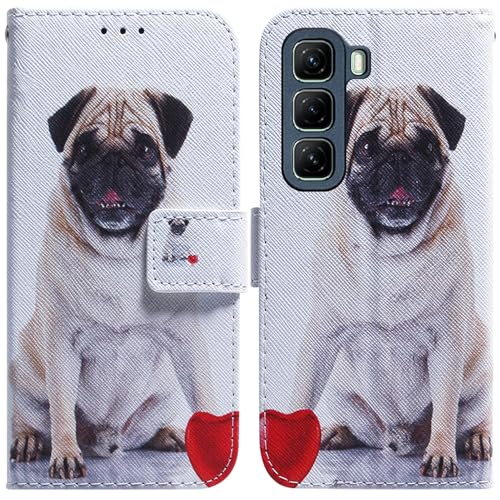 XFDSFDL® Schutzhülle für Infinix Hot 50 4G X6882 (6,78 Zoll) PU Leder Hülle Flip Cover Hund Muster mit Ständer Magnetverschluss Taschen Kartensteckplatz Brieftasche Holster 04 von XFDSFDL