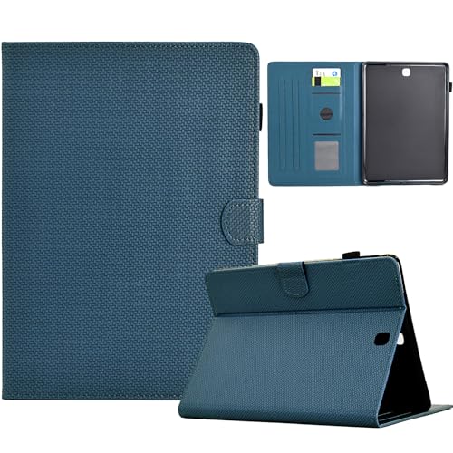 XFDSFDL® Schutzhülle für Samsung Galaxy Tab A SM-T550/T555 (9,7 Zoll) PU Leder Hülle Flip Cover Fasern Textur mit Auto Aufwachen/Schlaf Ständer Brieftasche Ledertasche Dunkelblau von XFDSFDL