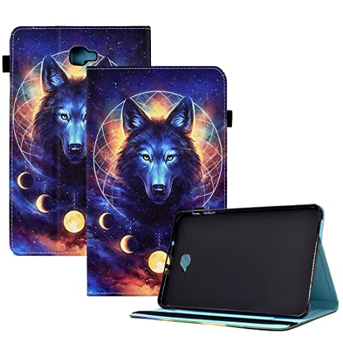 XFDSFDL® Schutzhülle für Samsung Galaxy Tab A SM-T580 (10,1 Zoll) PU Leder Hülle Flip Cover Weltraum Wolf Muster mit Ständer Taschen Case Auto Aufwachen/Schlaf Ledertasche 11 von XFDSFDL