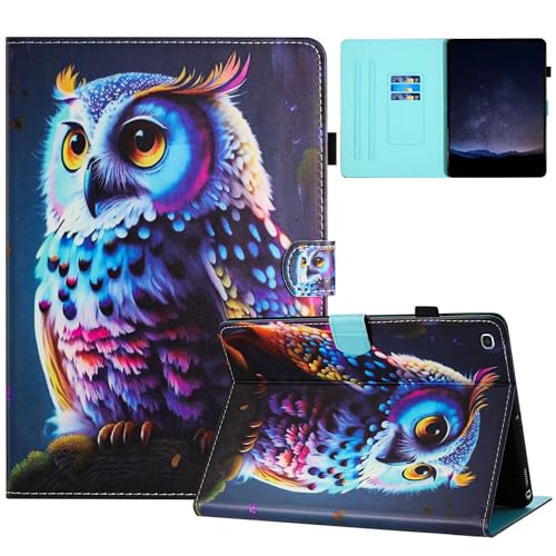 XFDSFDL® Schutzhülle für Samsung Galaxy Tab A7 SM-T500/T505 (10,4 Zoll) PU Leder Hülle Flip Cover Bunte Eule Muster mit Ständer Taschen Case Auto Aufwachen/Schlaf Ledertasche 05 von XFDSFDL