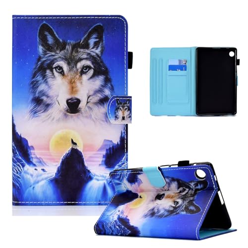 XFDSFDL® Schutzhülle für Samsung Galaxy Tab A9+ SM-X210/X216/X218 (11 Zoll) PU Leder Hülle Flip Cover Benommen Wolf Muster mit Ständer Taschen Case Ledertasche 10 von XFDSFDL