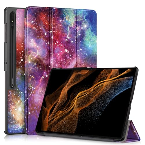 XFDSFDL® Schutzhülle für Samsung Galaxy Tab S10 Ultra SM-X920/X926 (14,6 Zoll) Ultra Dünn PU Leder Hülle Flip Cover Sternenhimmel Muster mit Ständer Case Auto Aufwachen/Schlaf Ledertasche 05 von XFDSFDL