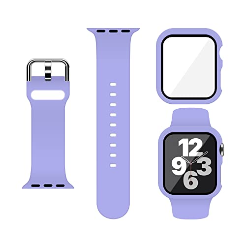 XFEN Sport-Silikonarmband und -hülle mit Displayschutzfolie für Apple Watch Series 7 Series 8 45 mm, Größe S/M kompatibel mit Apple Watch 42 mm/44 mm/45 mm, nur Hülle, kompatibel mit Apple Watch 45 von XFEN