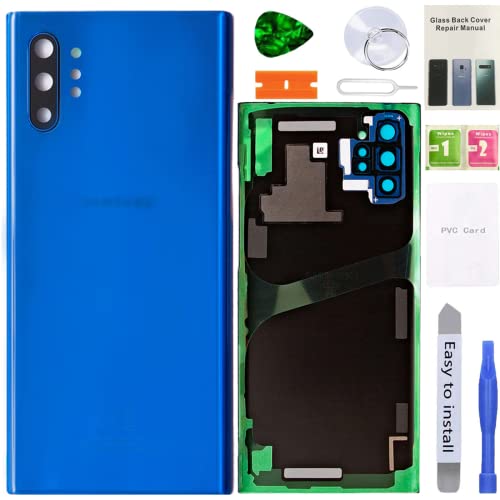 XFU Akkudeckel Backcover für Samsung Galaxy Note 10+ Plus N975F Original Rückseite Glas Batterieabdeckung Ersatz Reparatur Set Mit Kameraobjektiv,Werkzeuge,Reparaturanleitung,Handyhülle(Blau) von XFU