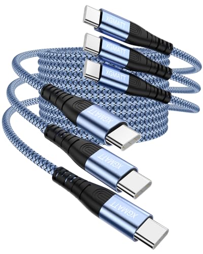 USB C auf USB C Kabel 1.8M 3Stück,USB-C Ladekabel 60W PD 3A Typ-C Schnellladekabel kompatibel mit MacBook Pro Air, iPad Pro/Air, Samsung Galaxy S23 S22 S21, Switch,Blau von XGMATT
