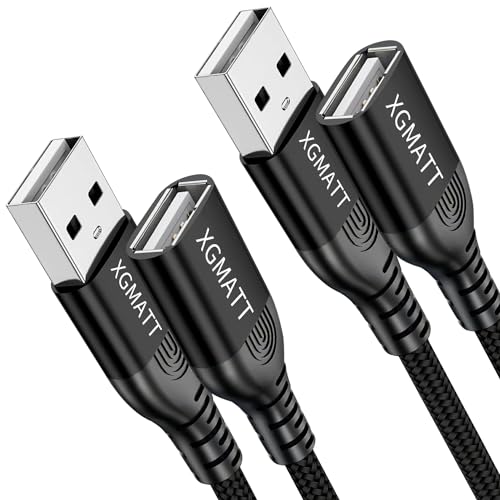 XGMATT USB Verlängerung Kabel 1M 2Stück,USB 2.0 Verlängerungskabel A Stecker auf A Buchse mit eleganten Alluminiumsteckern, Nylon Stoffmantel für Kartenlesegerät,Drucker,PS VR,Tastatur, Kamera,schwarz von XGMATT