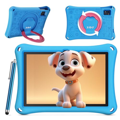 XGODY Kids Tablet 10 Zoll - Android 13 12(4+8) GB RAM + 128GB ROM Tablet für Kinder mit Eva stoßfestem Gehäuse, iWawa APP vorinstalliert mit elterlicher Kontrolle Kleinkind Tablet, 7000mAh(Blau) von XGODY