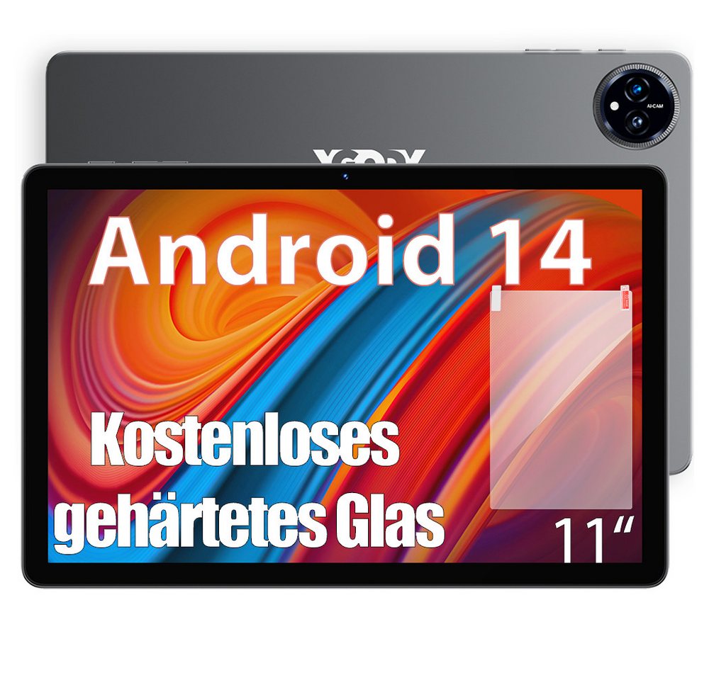 XGODY Q16 Android 14(12+128) Tablet (11", 128 GB, 14, Kostenlose Schutzfolie aus gehärtetem Glas, Ladegerät) von XGODY