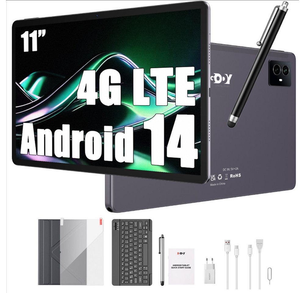 XGODY R15 4G LTE 2SIM Tablet (11", 128 GB, 14, Kostenlose Tastatur und Tablet-Hülle, Ladegerät und Stift) von XGODY