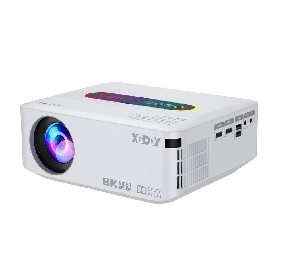 XGODY X1 Mini-Beamer (15000:1, 1920 x 1080 px, 4K Beamer WiFi6 und Bluetooth 5.0 Projektor, mit 150"-Projektionswand) von XGODY