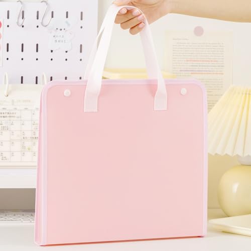 Tragbare Fächermappe mit 13 Fächern, A4-Größe, Akkordeon-Aktenordner, niedlicher Papier-Organizer, tragbarer Dokumenten-Organizer für Zuhause, Uni, Schule, Bürobedarf, Rosa von XIAO HUA