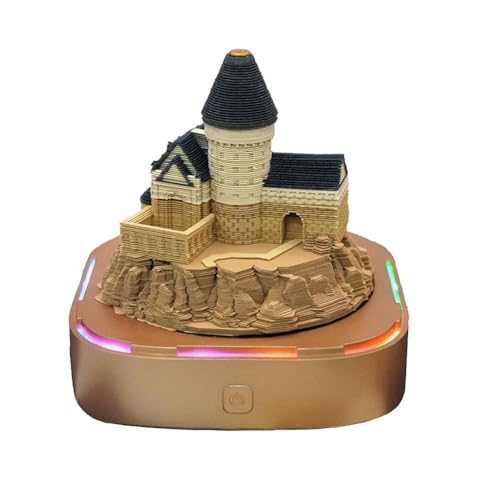 Jahreskalender 2025 Schloss Abreißen 3D Papier Notizblock mit Lichtern Desktop Skulptur Dekoration Geschenk Haus von XIAOBAN