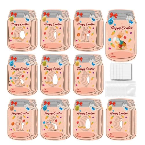 XIAOBAN 24 Sets Mason Jar Grußkarte Ostern Geschenke Klassenzimmer Karten Kinder Schule Supplies Kinder Party Handwerk Projekt Student von XIAOBAN