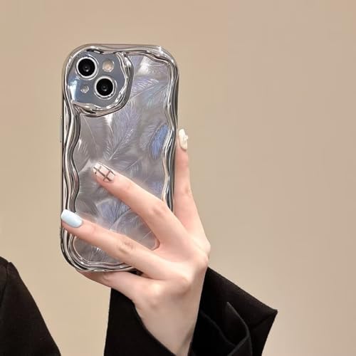 XIAOJUNJIE Glitzer Hülle für Vivo Y35 Pro+ 5G,Wellen Hülle Schutzhülle TPU Kratzfest Niedliche Wellen Stoßfestes Handy Schutzhülle für Frauen und Mädchen Case Cover-Silber von XIAOJUNJIE