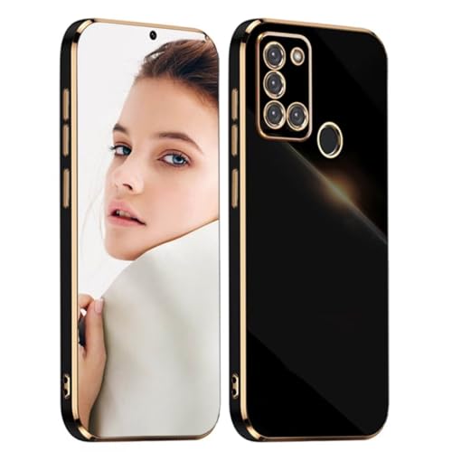 XIAOJUNJIE Hülle für iPhone 14 Plus, Schutzhülle Weiche Silikon-TPU-Hülle mit Galvanisieren von Phnom Penh, Stoßfest Bumper Case Soft Cover Anwendbar auf iPhone 14 Plus-Schwarz von XIAOJUNJIE