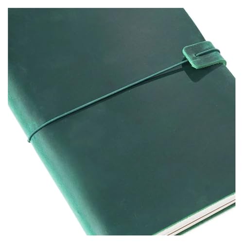 Notizbuch Leder Notizbuch Handgemacht Vintage Rindsleder Tagebuch Journal Skizzenbuch Planer Reise Notizbuch Einband for Studium, Arbeit(Green,Portable 17.5x11cm) von XIAOYIWIN