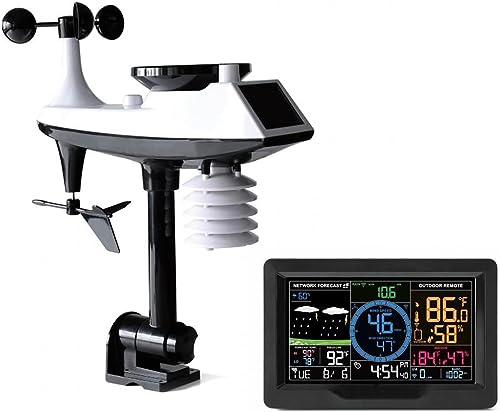 Profi Wetterstationen Innen und Außen Thermometer mit Regenmesser Funkwetterstation Thermometer mit Außensensor, Windgeschwindigkeit und Windrichtung von XIAOYIWIN