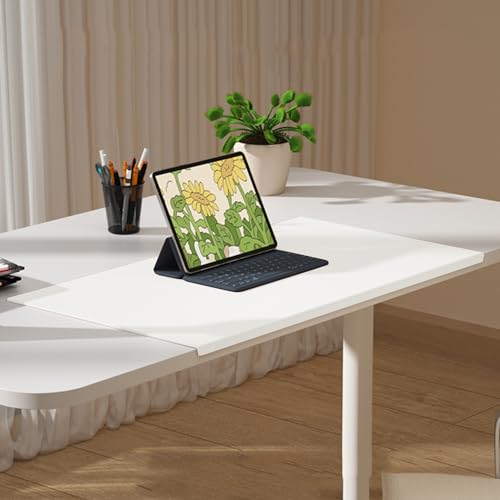 Schreibtischunterlage, Laptop-Schreibtischmatte, Büro-Schreibtischmatte, rutschfeste PU-Leder-Tastaturmatte mit Kantenschutz für Büro, Zuhause, Schreibtischtischschutzmatte, 100 x 50 cm, Weiß von XIEMINLE