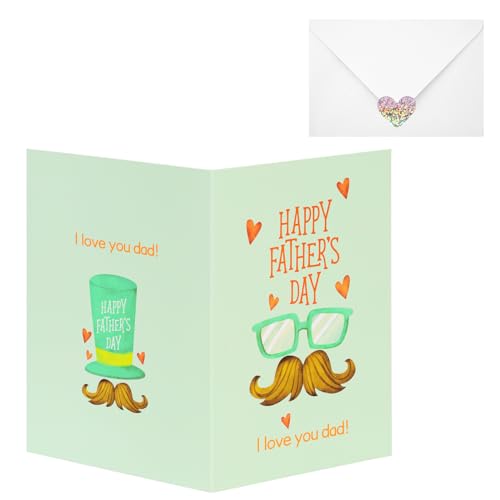 XIHIRCD Vatertagskarte, Happy Fathers Day-Karte mit Umschlägen und Siegelaufklebern Faltbare Vatertags-Grußkarte Best Dad-Geburtstagskarte für Vatertags-Geburtstagsgeschenke(Stil 3) von XIHIRCD