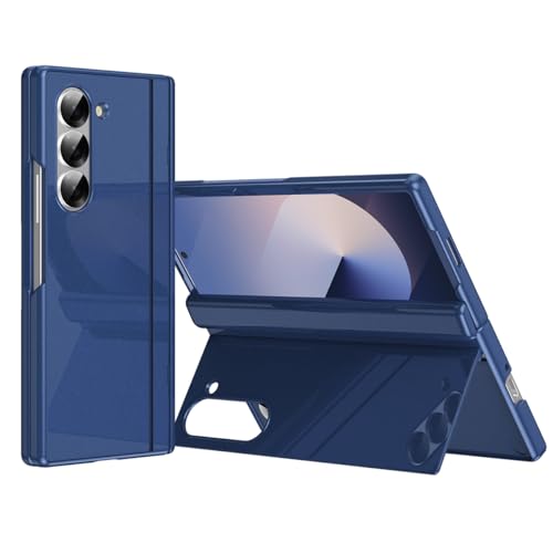 XIMAND Schutzhülle für Samsung Galaxy Z Fold 6, mit verstecktem Ständer, integriertem Scharnierschutz und Displayschutzfolie vorne, kabelloses Laden, Blau von XIMAND