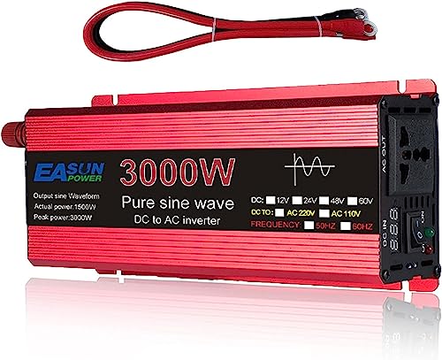 1000W 1600W 2200W 3000W Wechselrichter Spannungswandler 12V 24V auf 220V 230V Auto Reiner Sinus Inverter LCD Digitalanzeige Converter,Aufladen von Handys Laptops Autogeräten Power (12V,3000W) von XINGSHANG