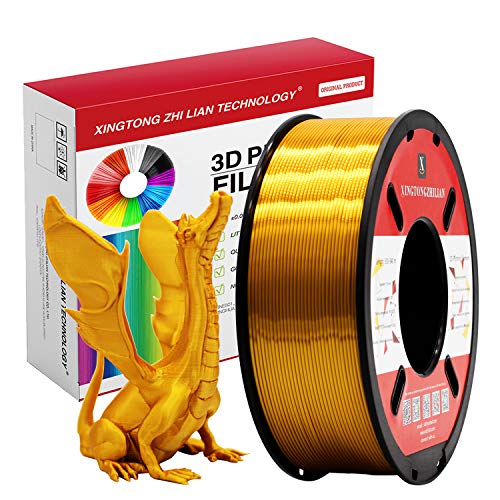 PLA 3D Drucker Filament 1.75mm 3D-Druckmaterialien für 3D Stift Druck Maßgenauigkeit +/- 0.02mm, Farbe Goldene Seide 1kg / Spule von XINGTONGZHILIAN